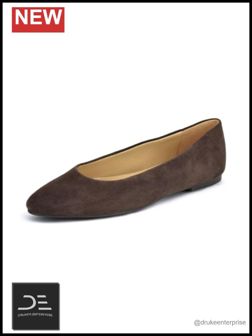 Nine West Suede Almond Toe Slip-On Flats .35 Heel